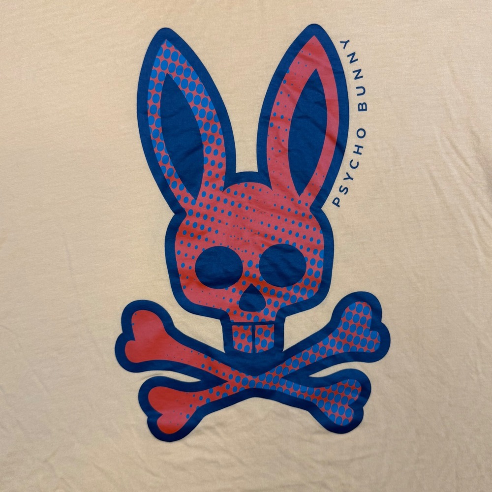 Psycho Bunny Mens Graphic T-Shirt Orange Blue Red Halftone Logo Cotton 8/XXL - Picture 9 of 13